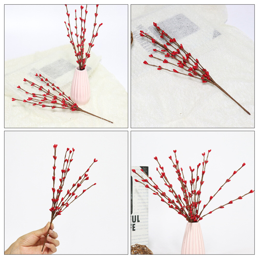 5pcs Orange Berry Christmas Christmas Berry Picks Artificial Red Berry Stems