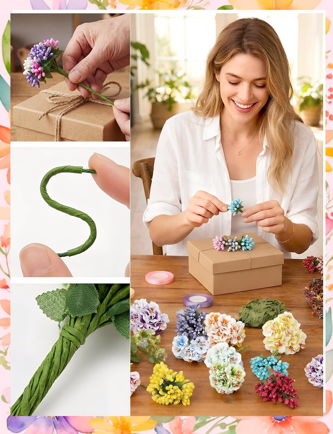 192 Pcs Premium Artificial Flower Stamens for Crafts, 16 Colored Heads Floral…