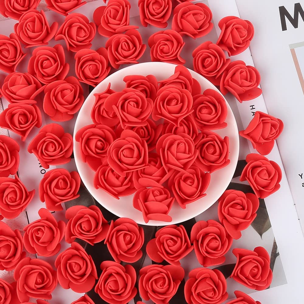 500 PCS Red Mini Foam Rose Heads Bulk Fake Flower DIY Crafts Wedding Bouquets