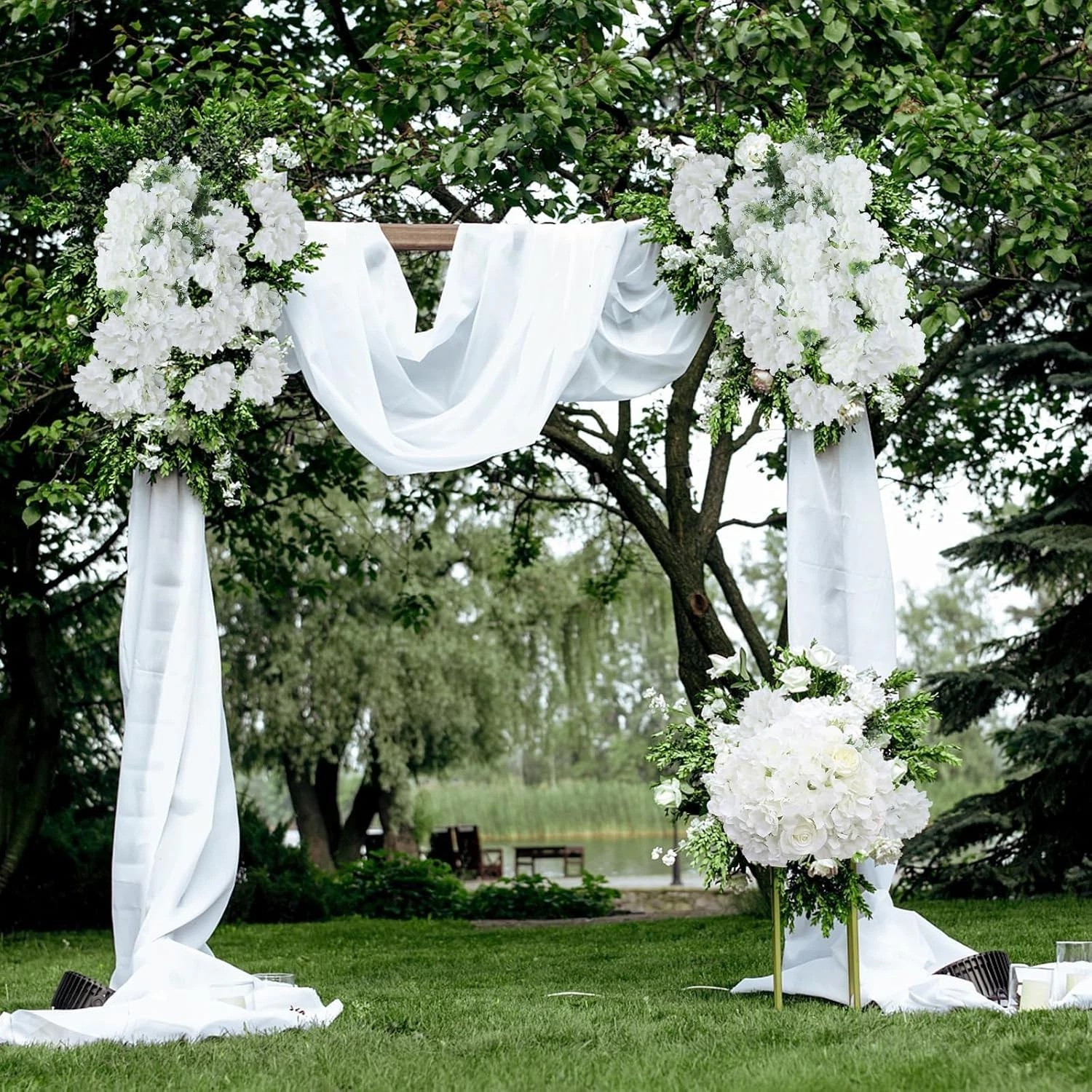 65pcs White Flowers Hydrangea Artificial Flowers Bulk Ivory White Fake Flower…