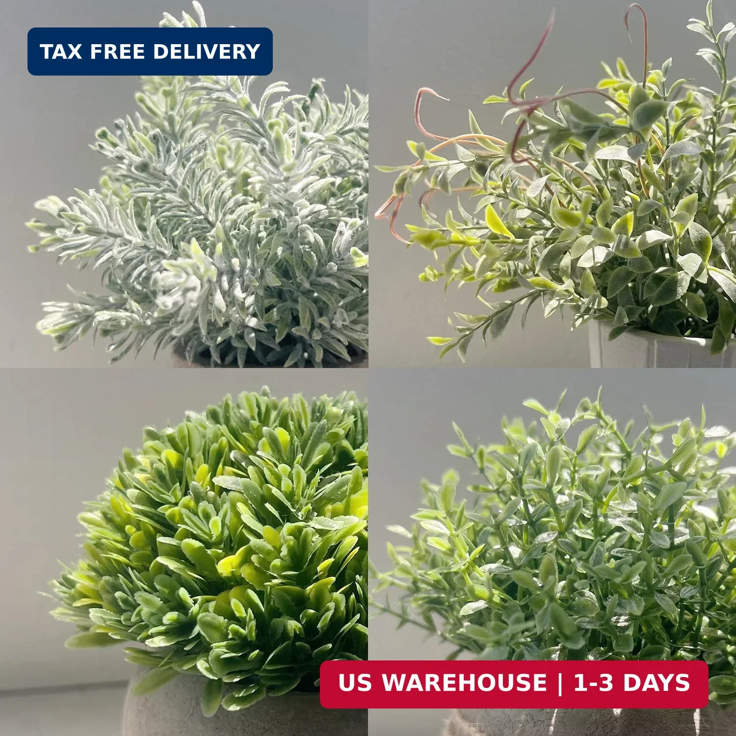 4 Pack Small Fake Plants in White Pulp Pot for Home Decor | Artificial Plants In