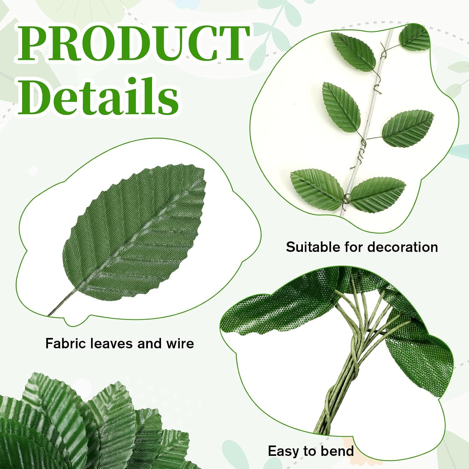 200 Pcs Faux Wired Single Leaf 4.3inch Artificial Leaves for Crafts Fake Gree…