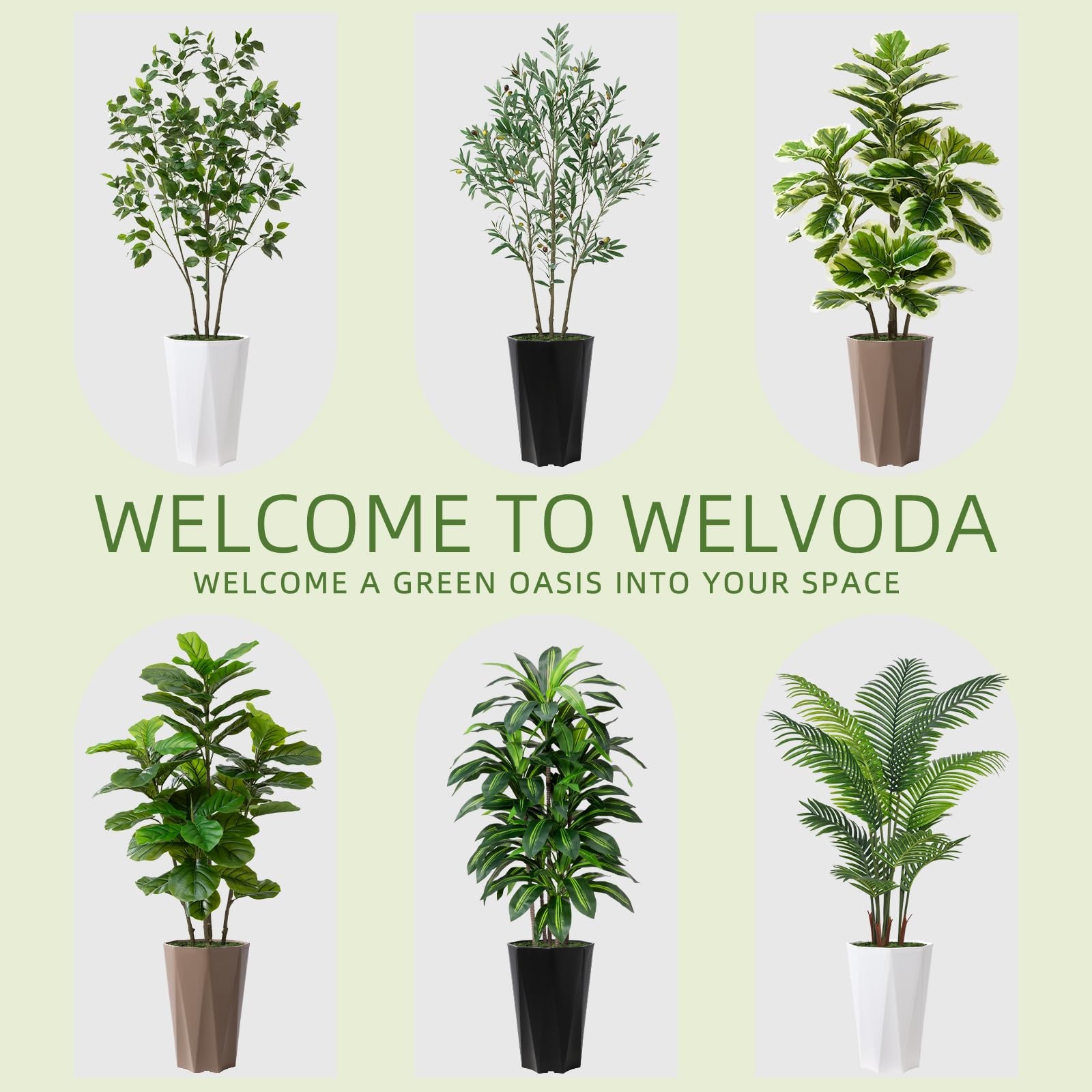 Artificial Fiddle Leaf Fig Tree 5FT – Faux Fig Tree with Black Diamond Plante…