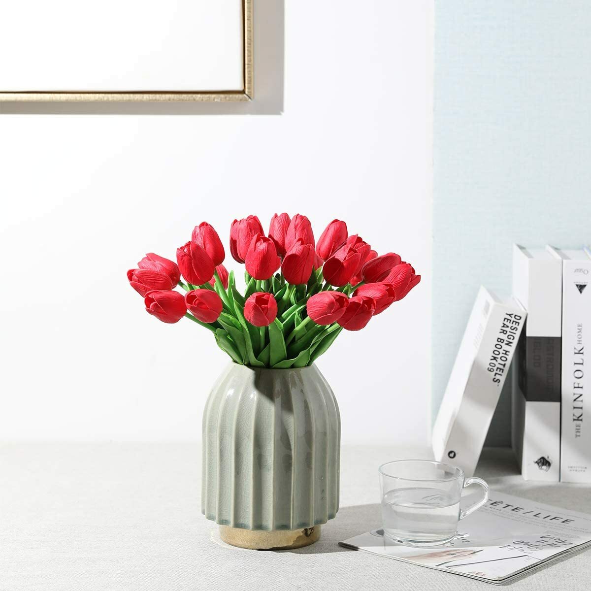 10 PACK Red Artificial Tulip Fake Flowers Real Touch For Wedding Home Decor US