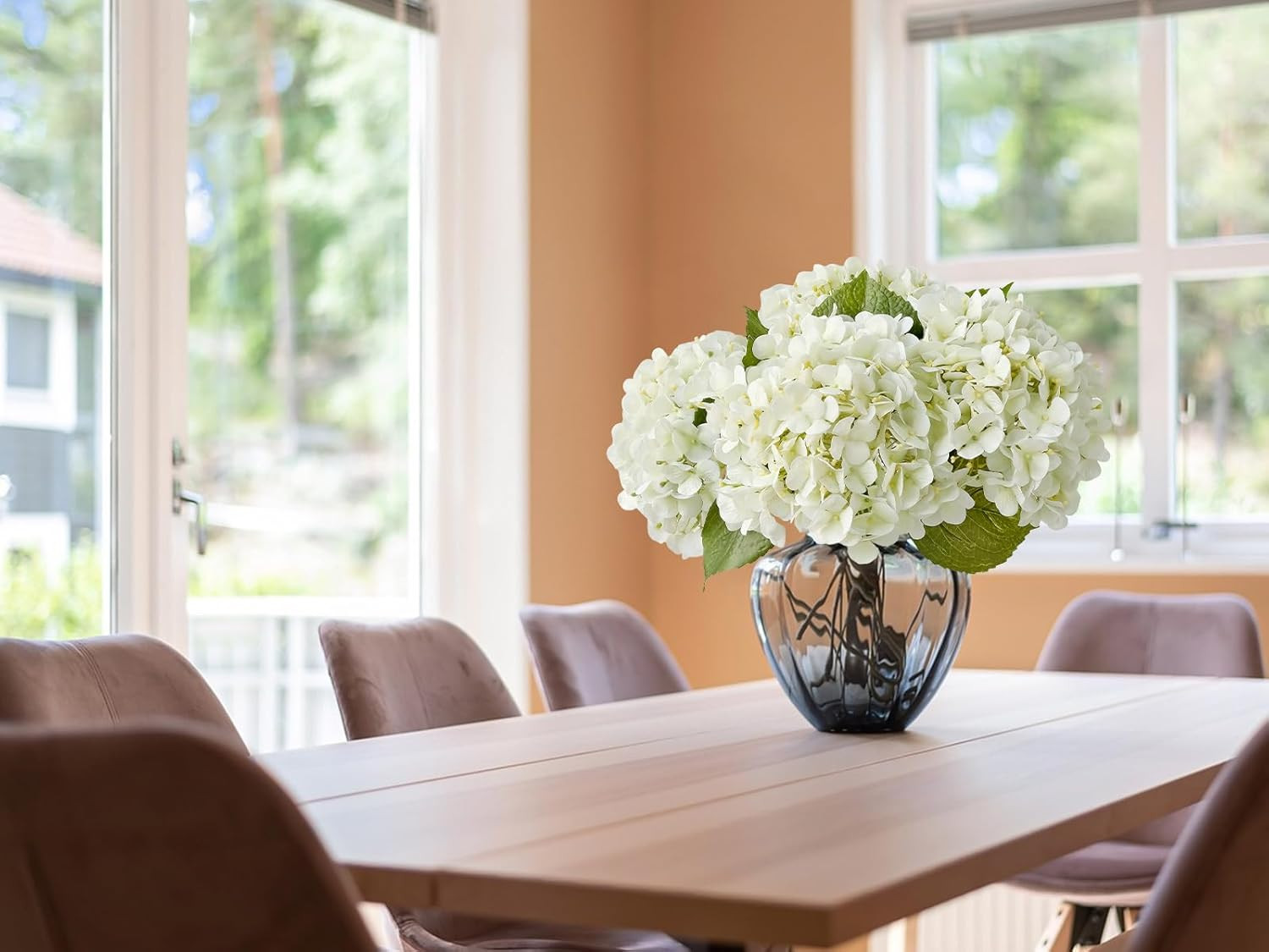 4PCS Real Touch White Hydrangea Faux Flowers for Home Decor & Events