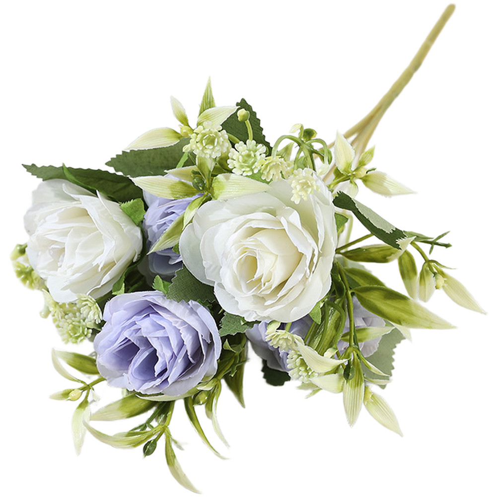 Wedding Decor Silk Rose Bouquet 5 Bloom 32cm for Bridal Shower and Anniversary