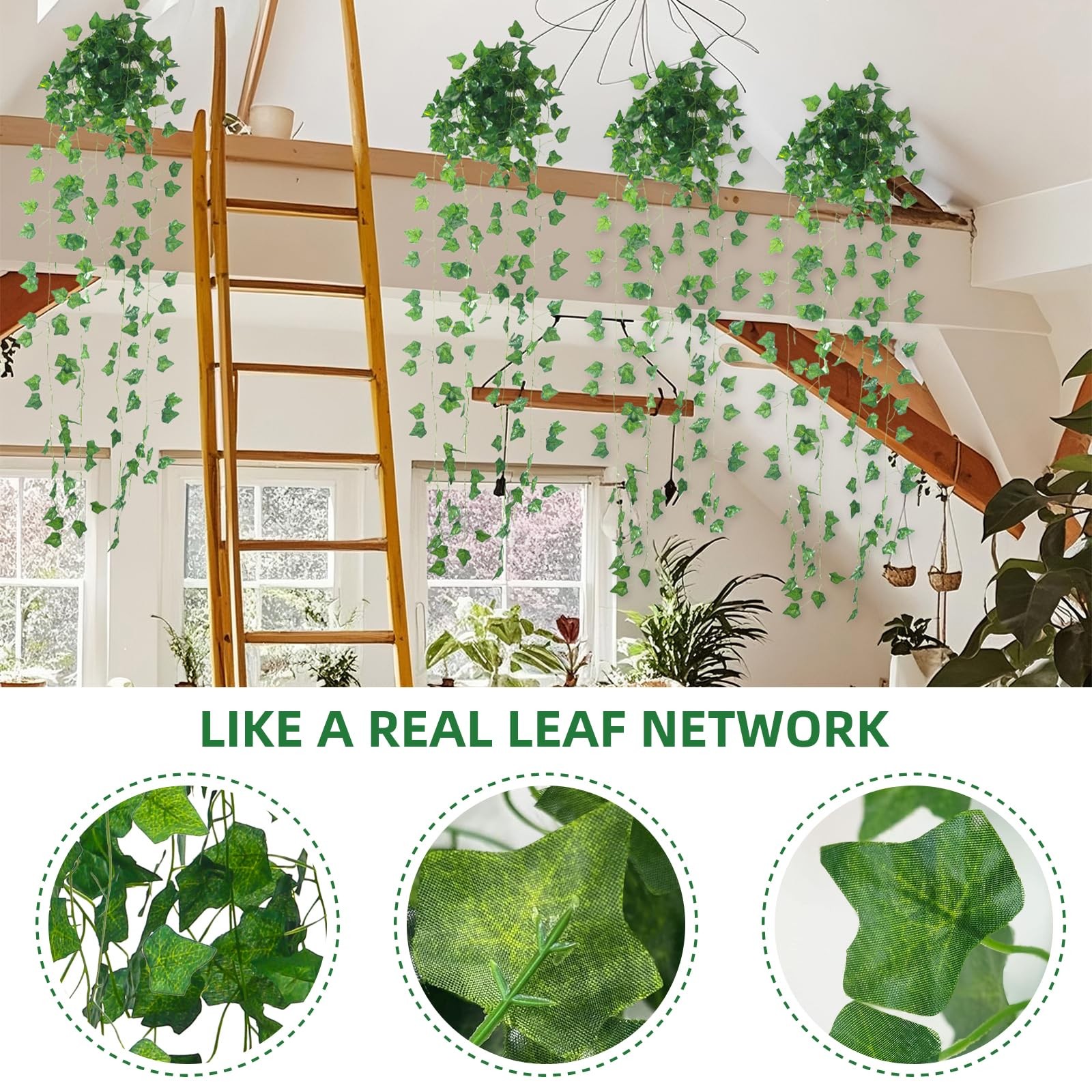 48 Pack Artificial Ivy Garland, 336 Ft Fake Vines Hanging Plants for Room Dec…