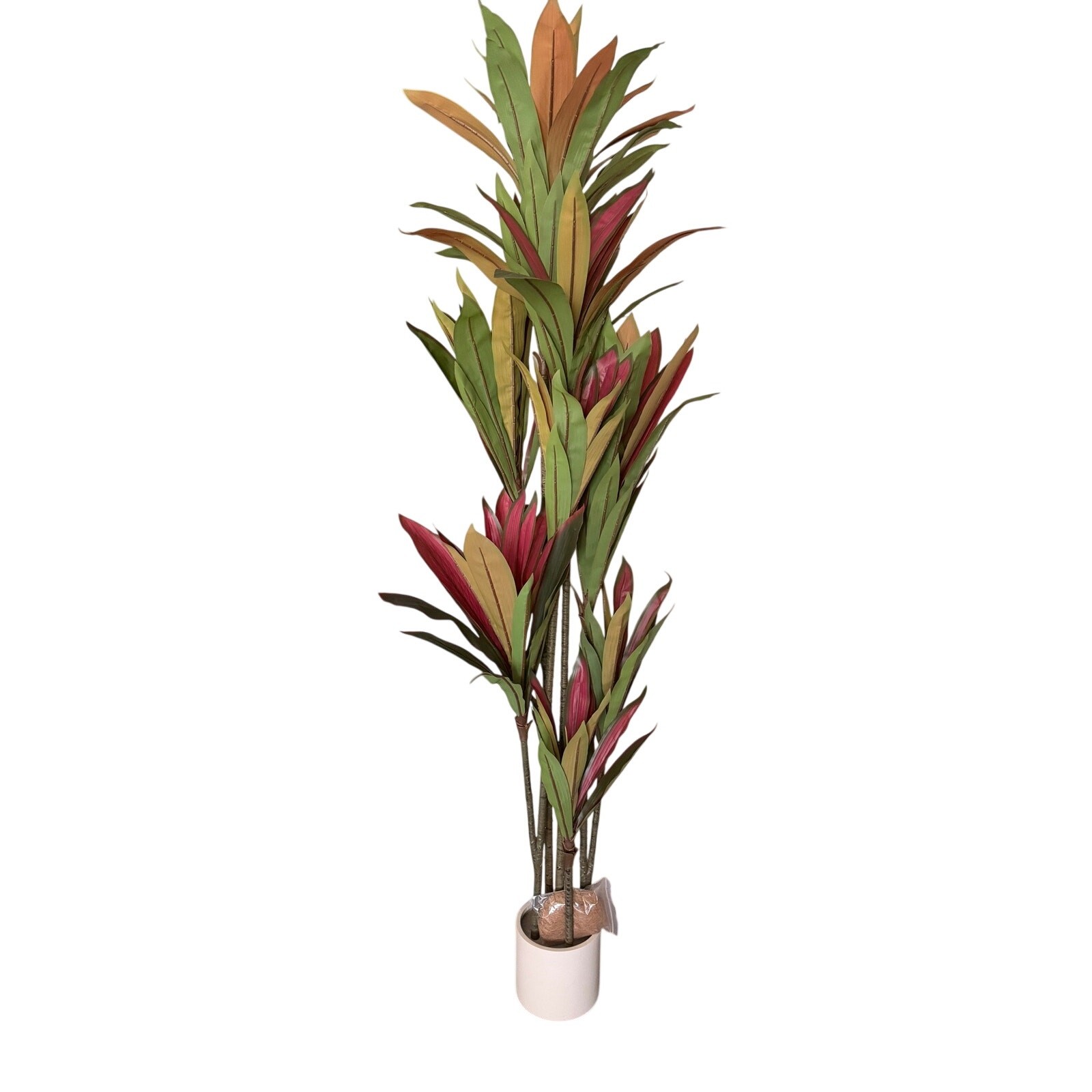 6FT Artificial Dracaena Tree 132 Leaves White Planter Faux Indoor Tropical Decor