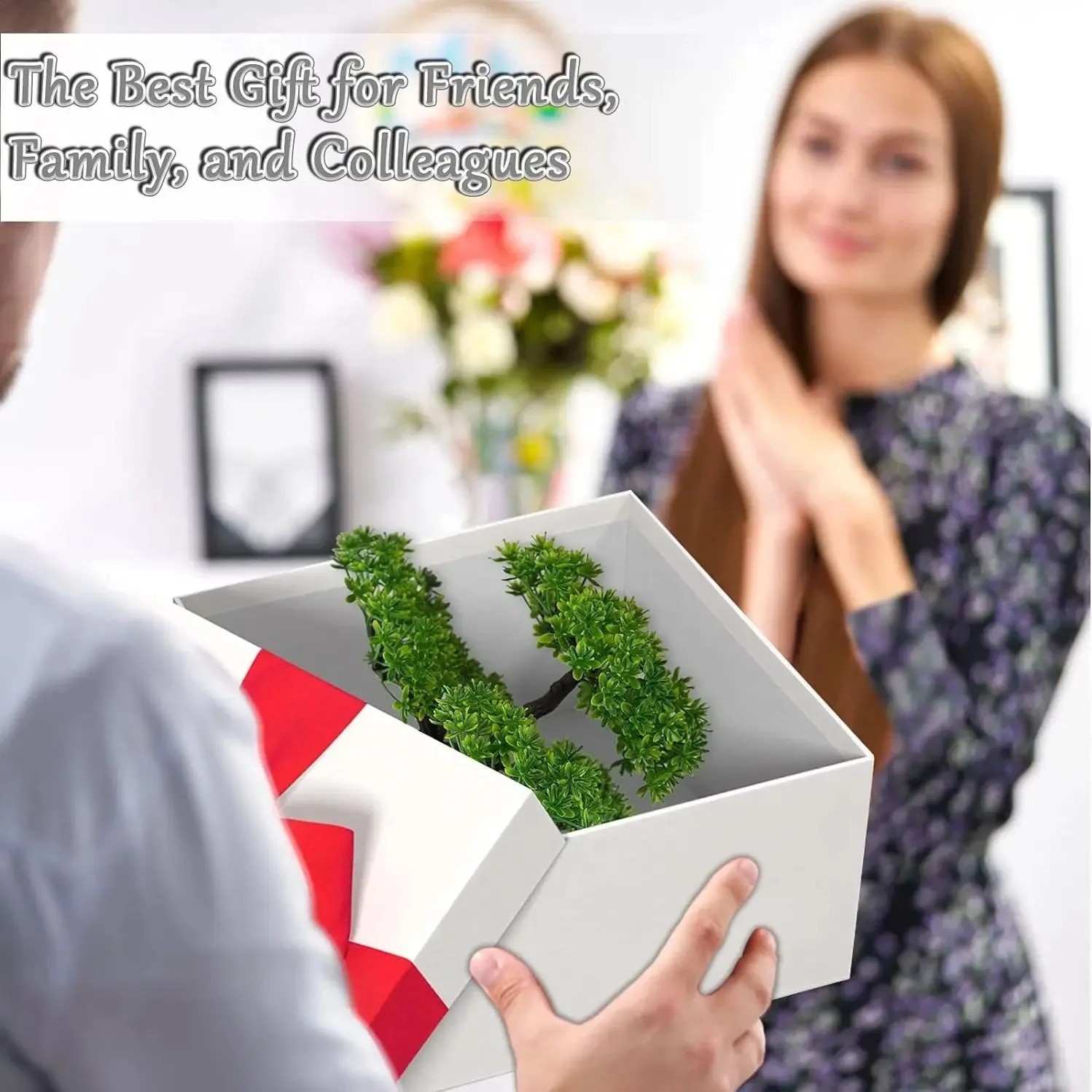 Artificial Bonsai Tree Potted Plant Fake Flowers Home Table Garden Decoration