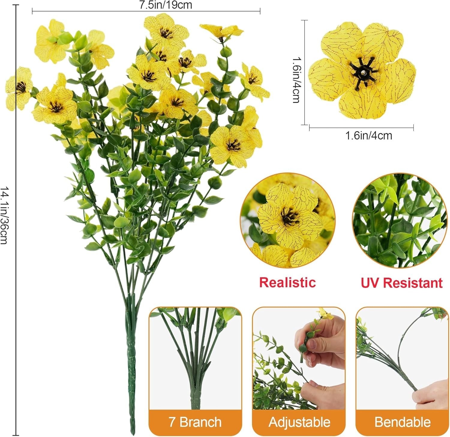 20 Bundled Artificial Flowers for Outdoors‌ and 6 Faux Butterflies | UV Resis…