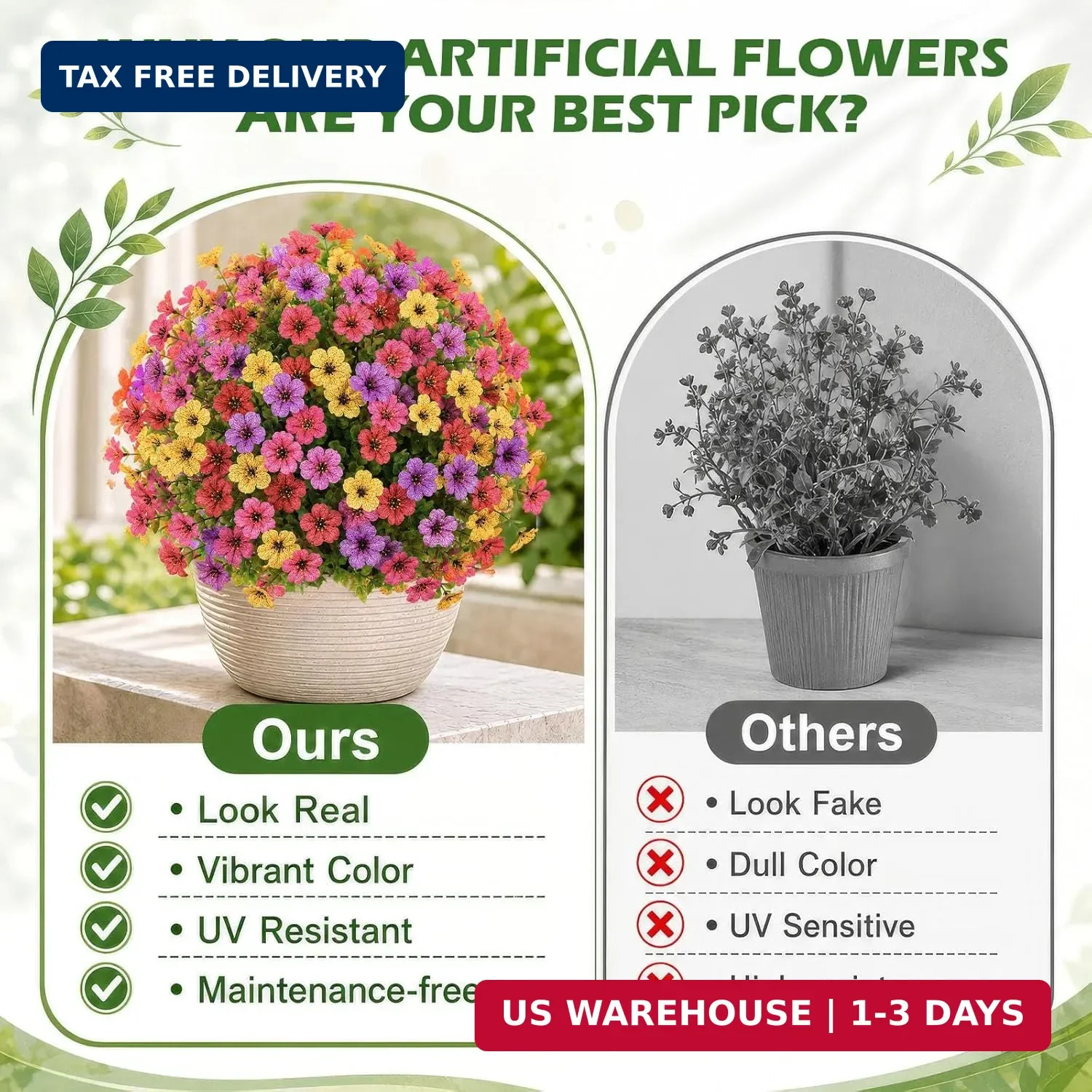 2Pcs 20 Artificial Topiary Ball Flowers for Outdoors Planters, Spring Decoratio
