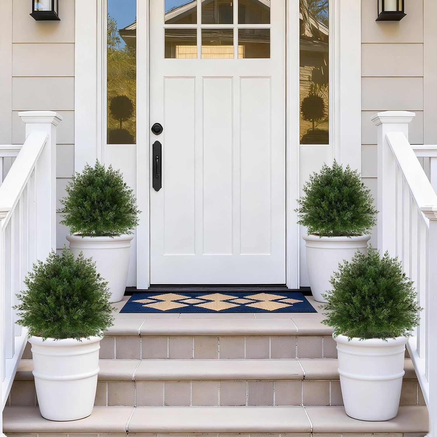 16″ UV Resistant Artificial Cedar Topiary Balls – 2 Pcs for Indoor/Outdoor Decor