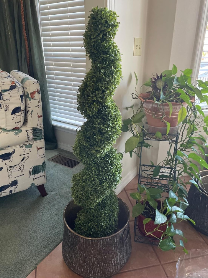 47’ Artificial Boxwood 2 Pack Spiral Topiary Tree UV Home Decor Green In/Outdoor