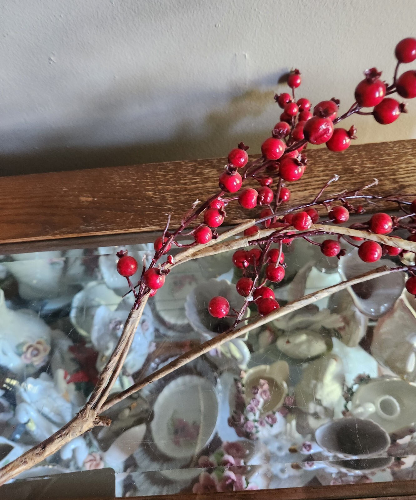 Artificial Red Berry Stem Faux Holiday Christmas Floral Branch Decor