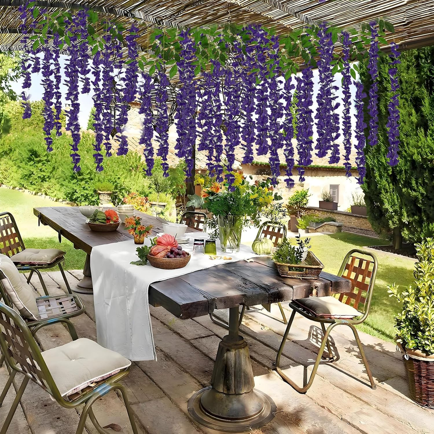 48 Pcs of Artificial Wisteria Hanging Flowers, 3.75 Feet Fake Wisteria Flower St