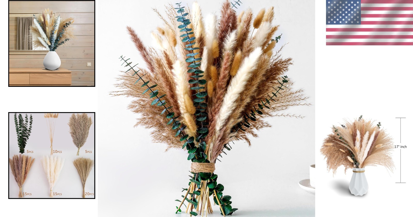 Pampas Grass Decor Dried Flower Bouquet Boho Centerpieces for Tables Floors
