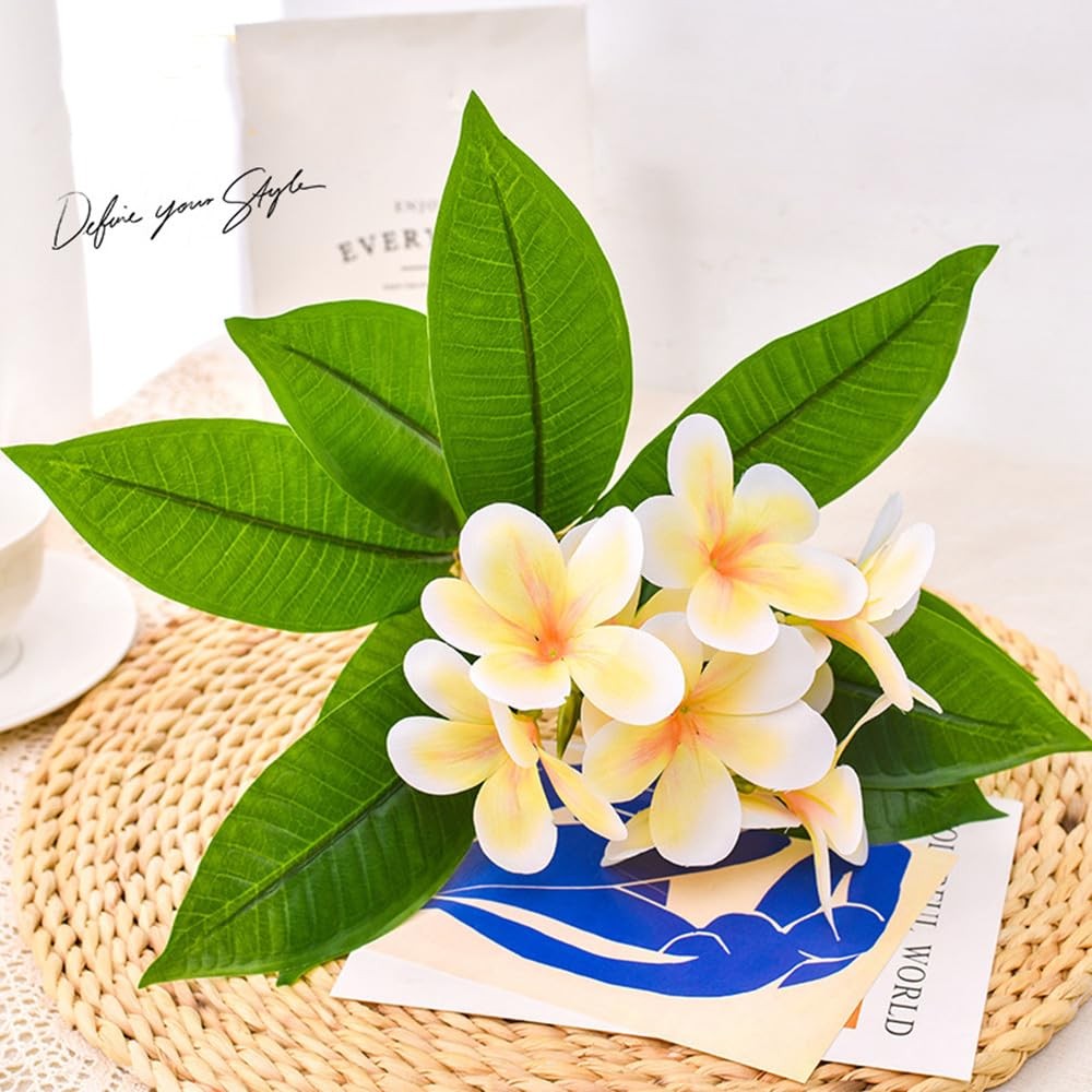 35.5 Inch Artificial Flowers Artificial Frangipani Flower 2 Stems Lifelike Re…