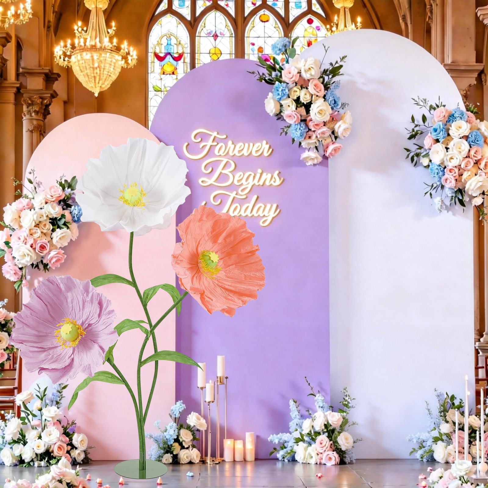 Large Artificial Flowers for Decoration with Stand – 5.6 Ft Giant Flower Wedd…