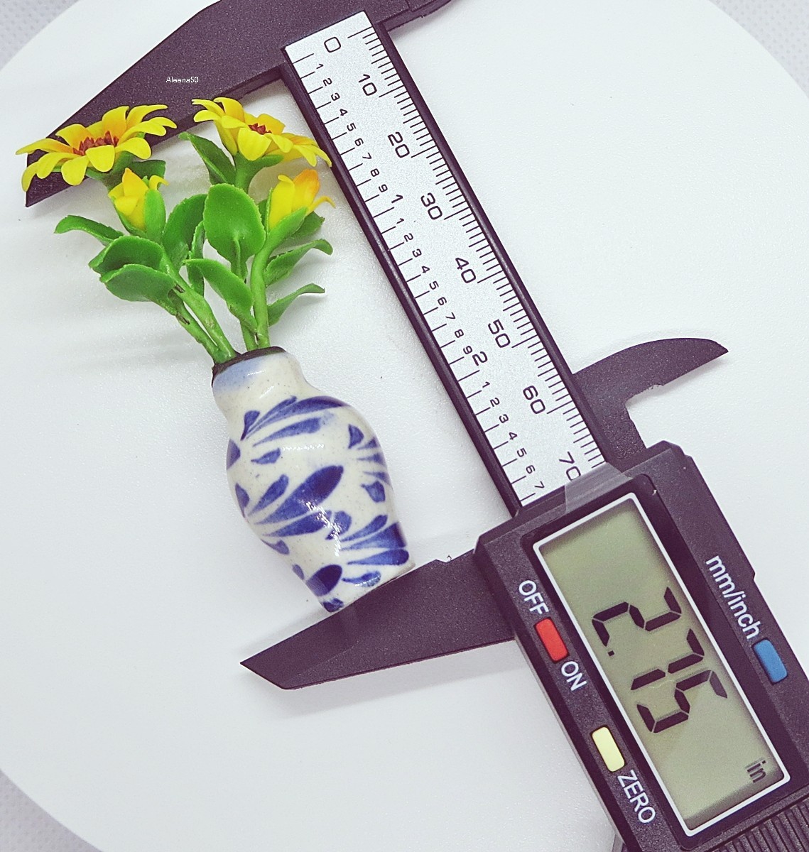 2.75″H Handmade 1:12 Miniature Clay Sunflower Arranged in Ceramic Vase US Stock