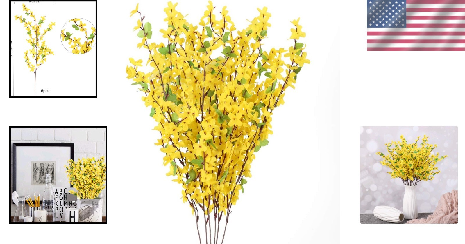 Silk Yellow Faux Flowers 6 Pcs 25.5 Inch Perfect for Bouquets and Arrangements