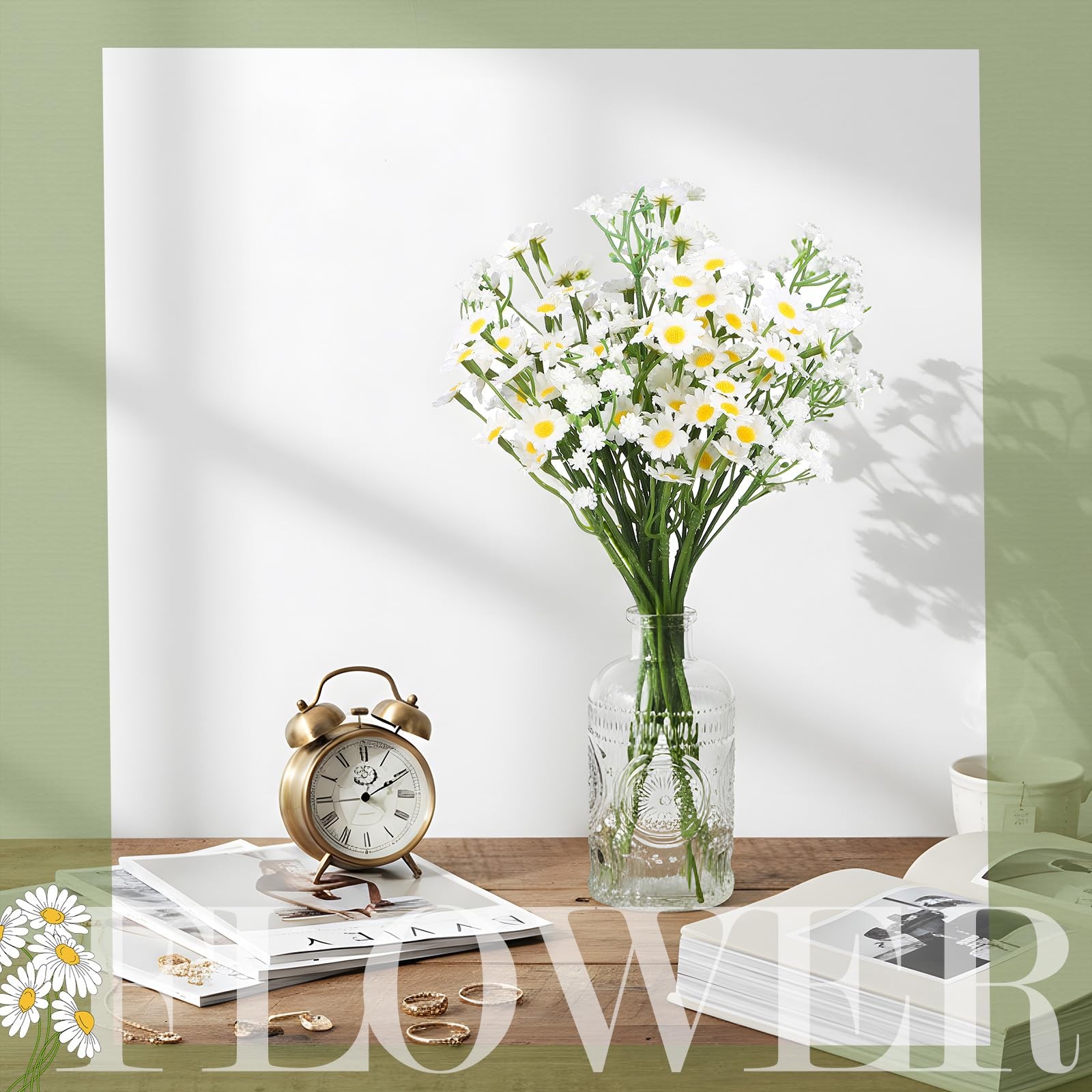 Wedding Cake Toppers White Flowers 12 Daisies & 10 Baby’s Breath Artificial