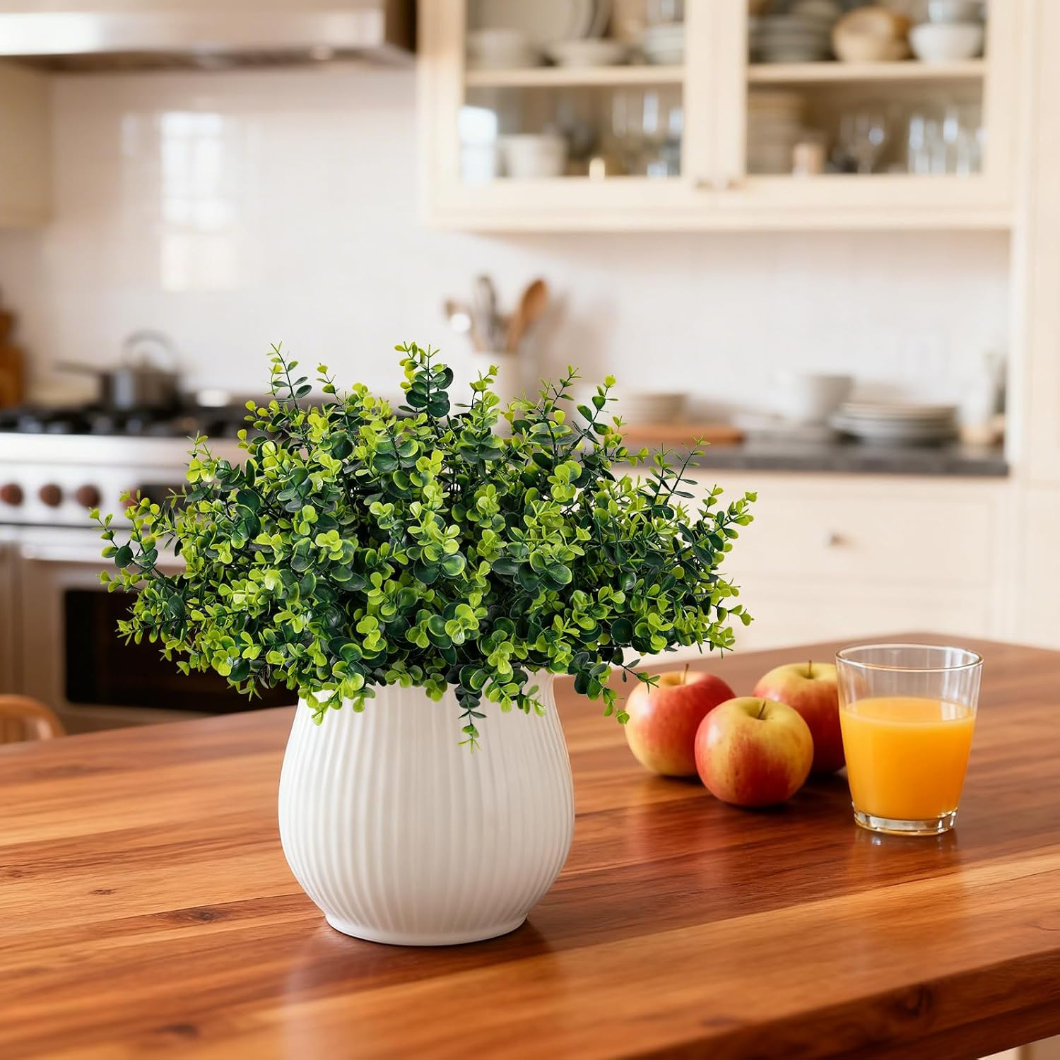 17″ UV Resistant Faux Eucalyptus Boxwood Shrubs for Indoor/Outdoor Decor (12 Pac