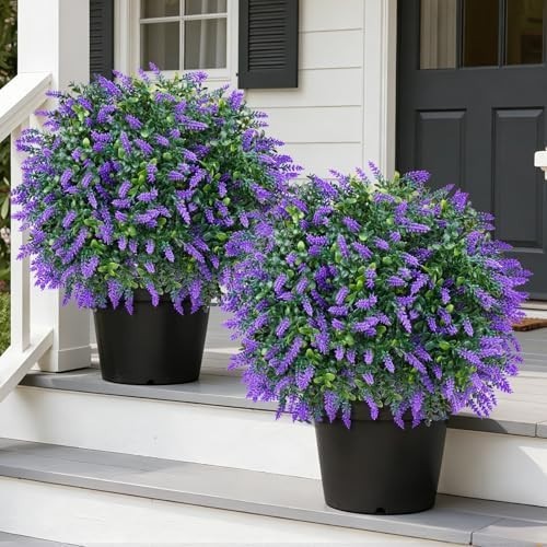 Artificial 28.7 Inches Cedar Topiary Trees with Ground Spike, 2 Pieces Fake Pine