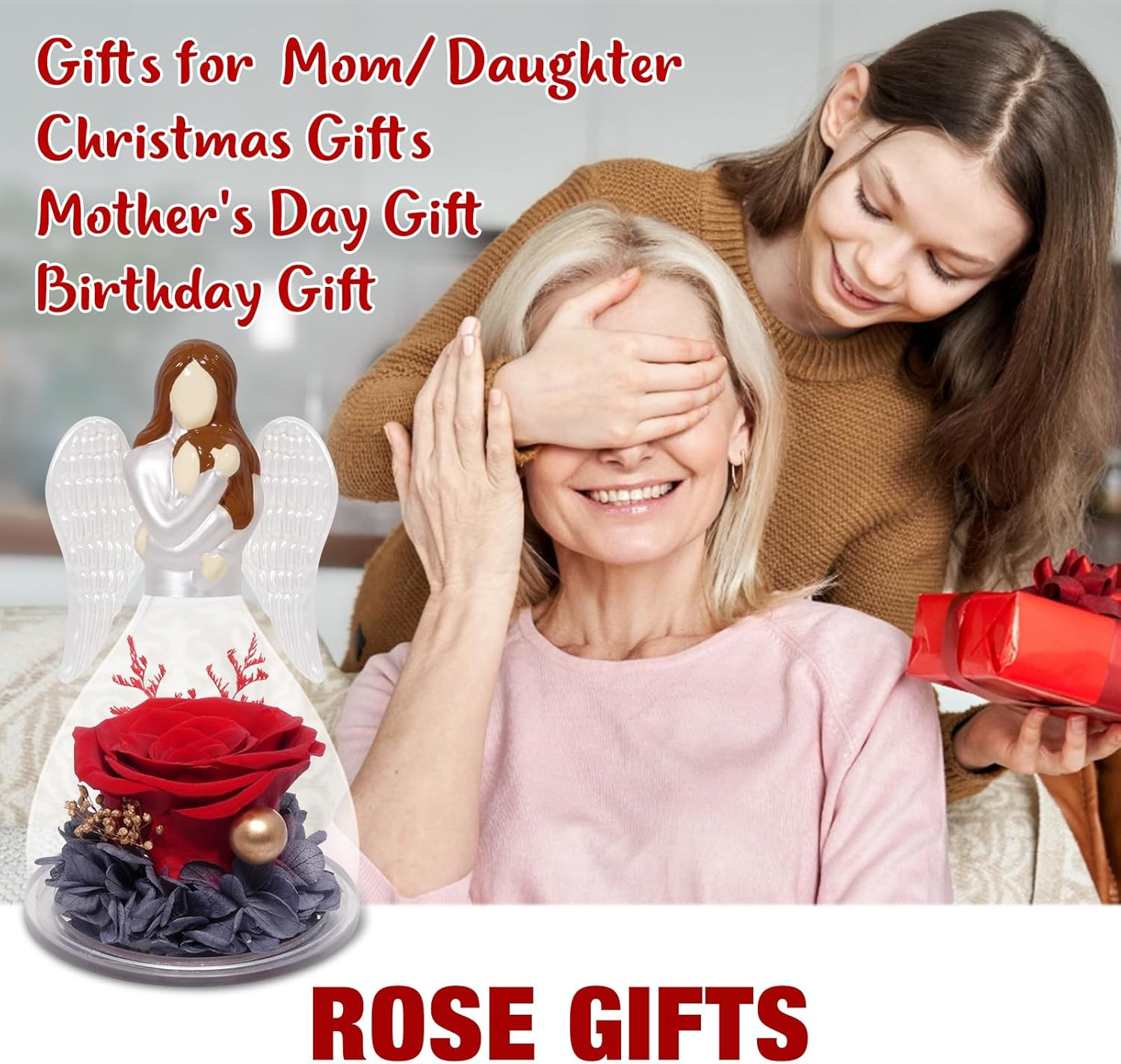Birthday Gifts for Mom Daughter in Glass Angel Figurines Preserved Forever Real