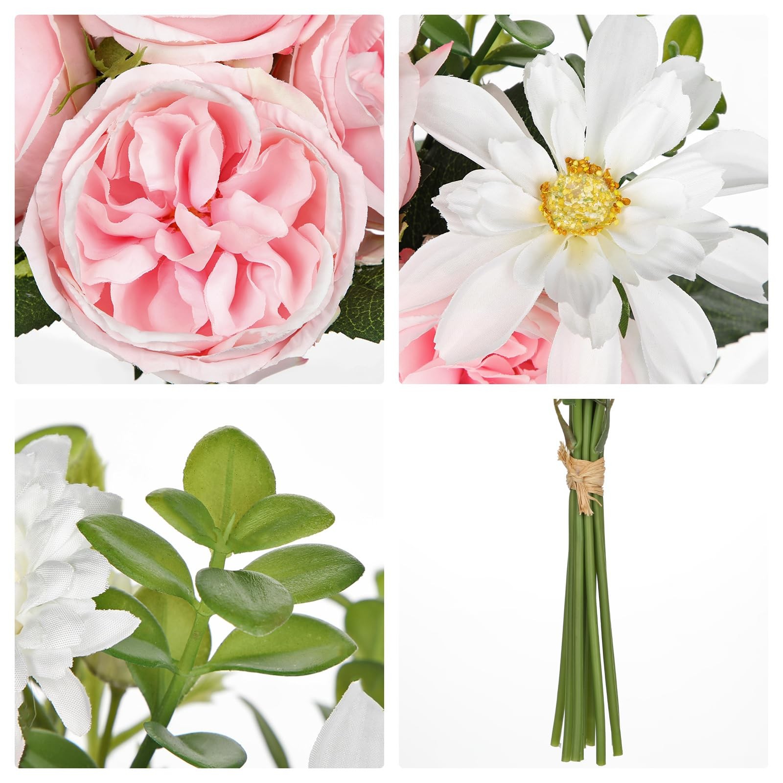 Peonies Artificial Flowers Pink Long Silk Faux Bouquet 18.5in Wedding Decor