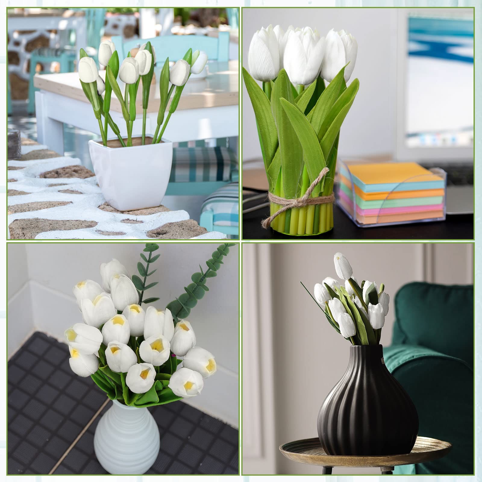 100pcs Artificial Tulip Flowers Fake PU Tulips Faux Latex Bouquet Flower Cent…