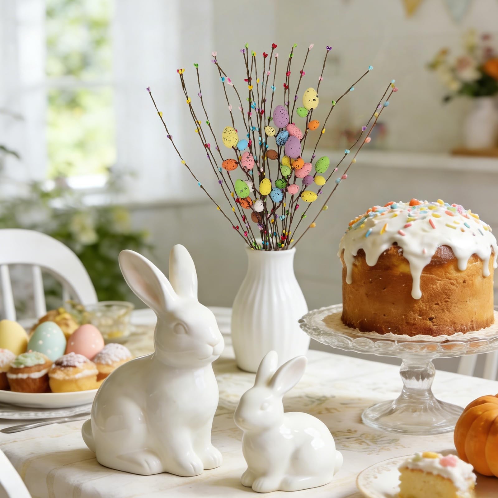26Pcs Easter Decorations for Home – Faux Vine with Berries and Easter Eggs Pi…
