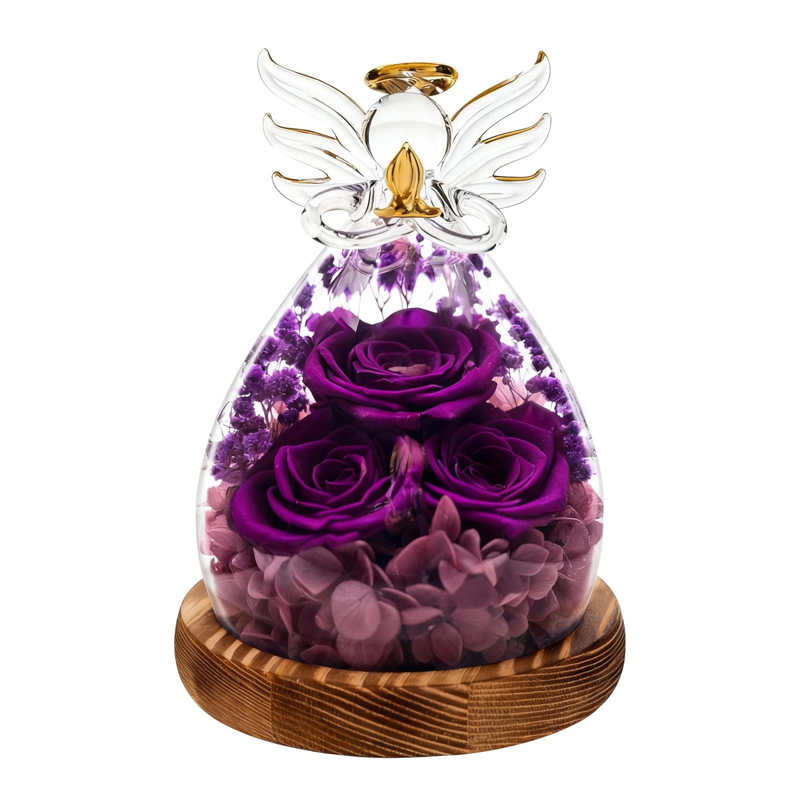 Preserved Rose Angel Figurines with Light – Forever Flowers Gift for Mom Gran…