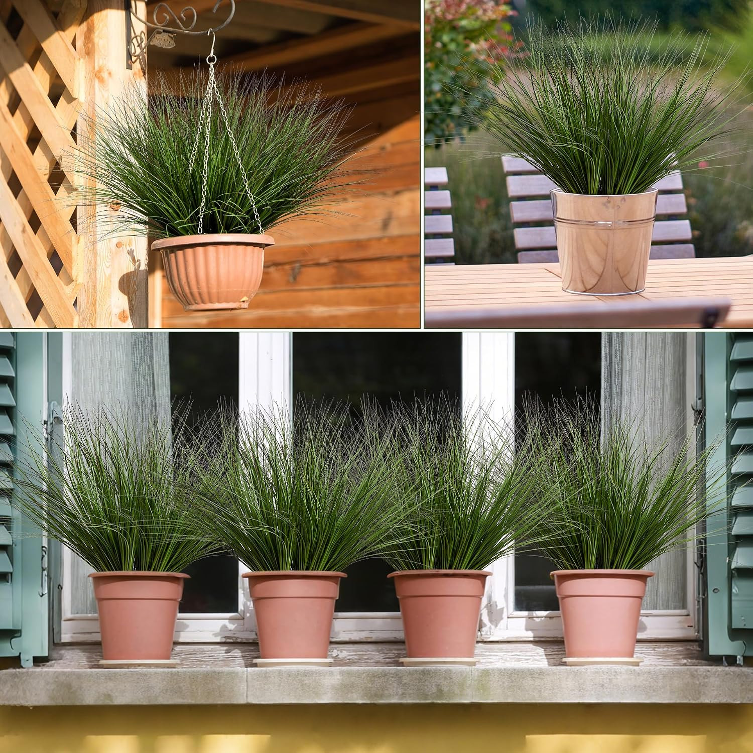 48PCS 17.3″ Fake Plants Artificial Wheat Grass Greenery Plastic Plants Fake Gras