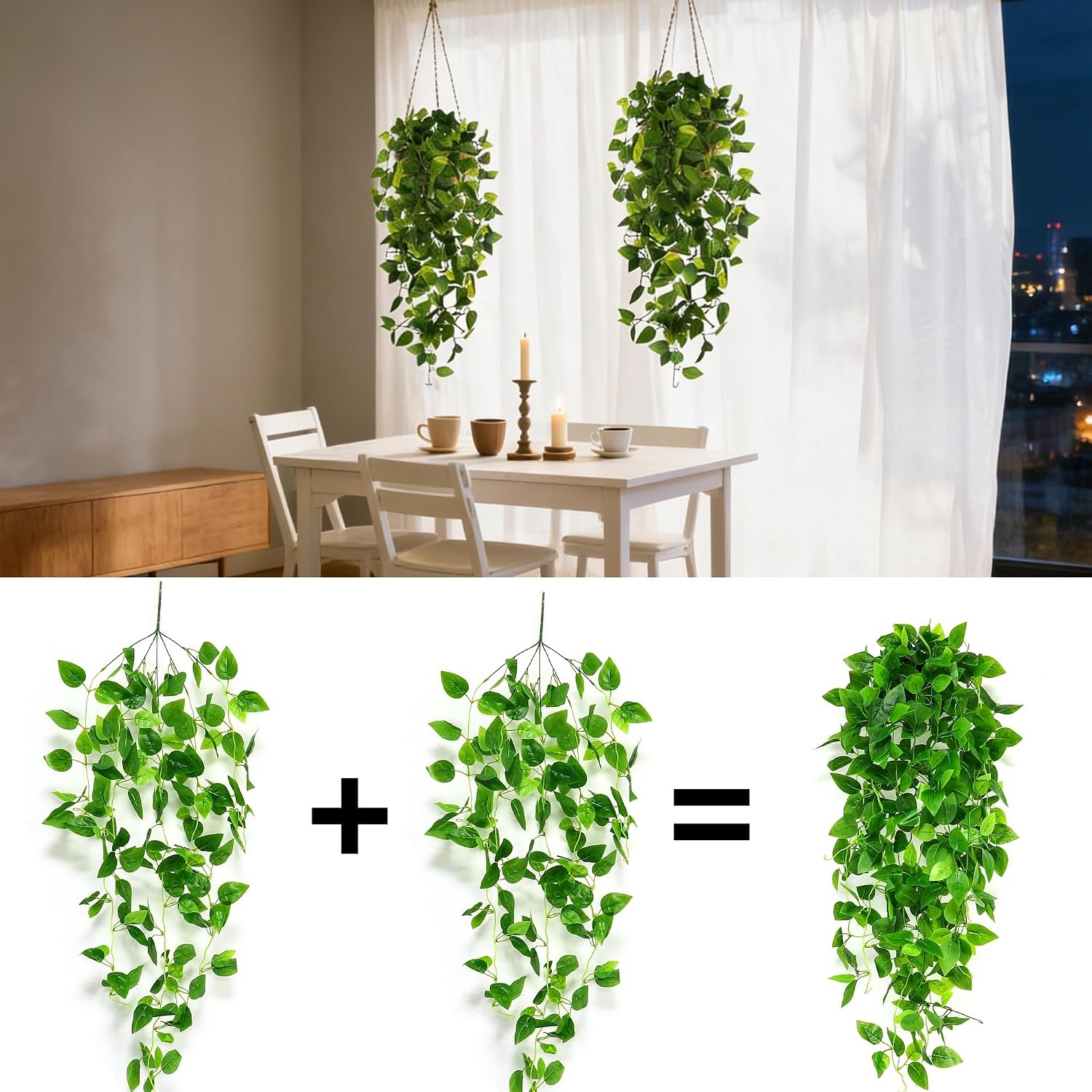 Fake Hanging Plants 2pcs Artificial Hanging Plant for Indoor Outdoor Faux Pothos