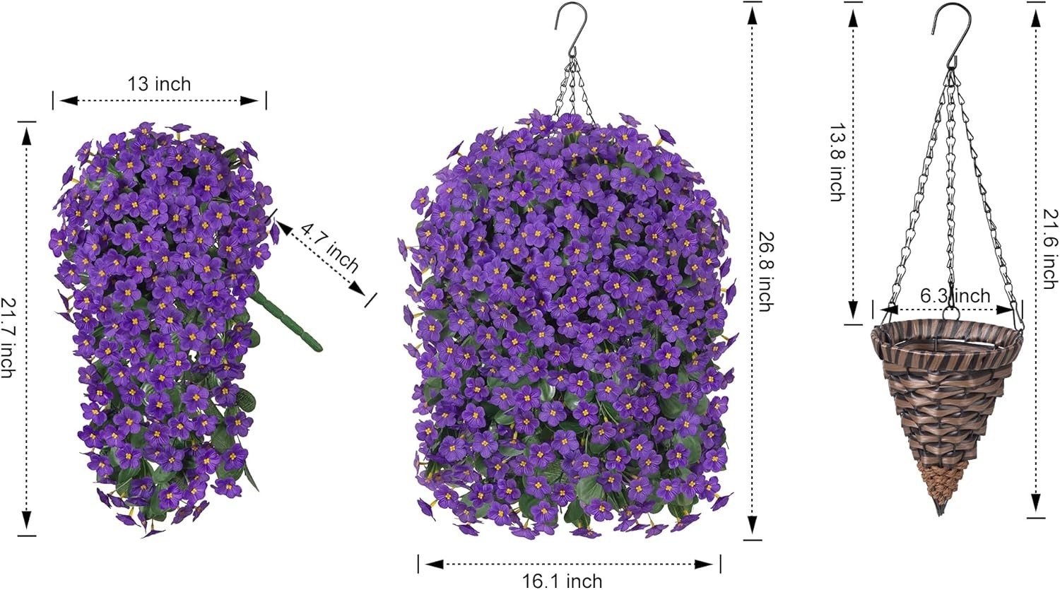 UV Resistant Purple Daisy Hanging Basket