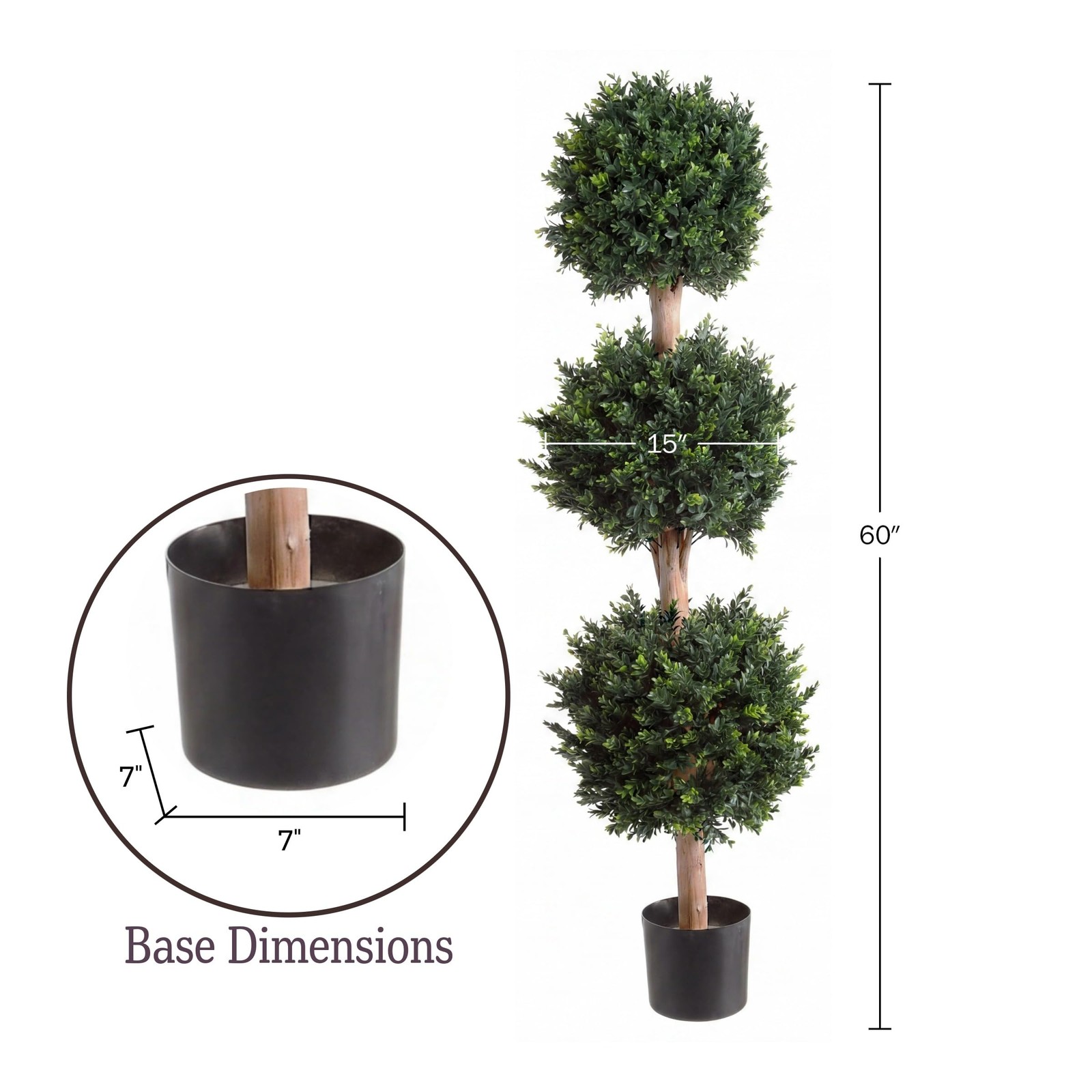 Artificial Tree – 5FT Faux Hedyotis Topiary Plant in Weighted Pot – Fake Plan…