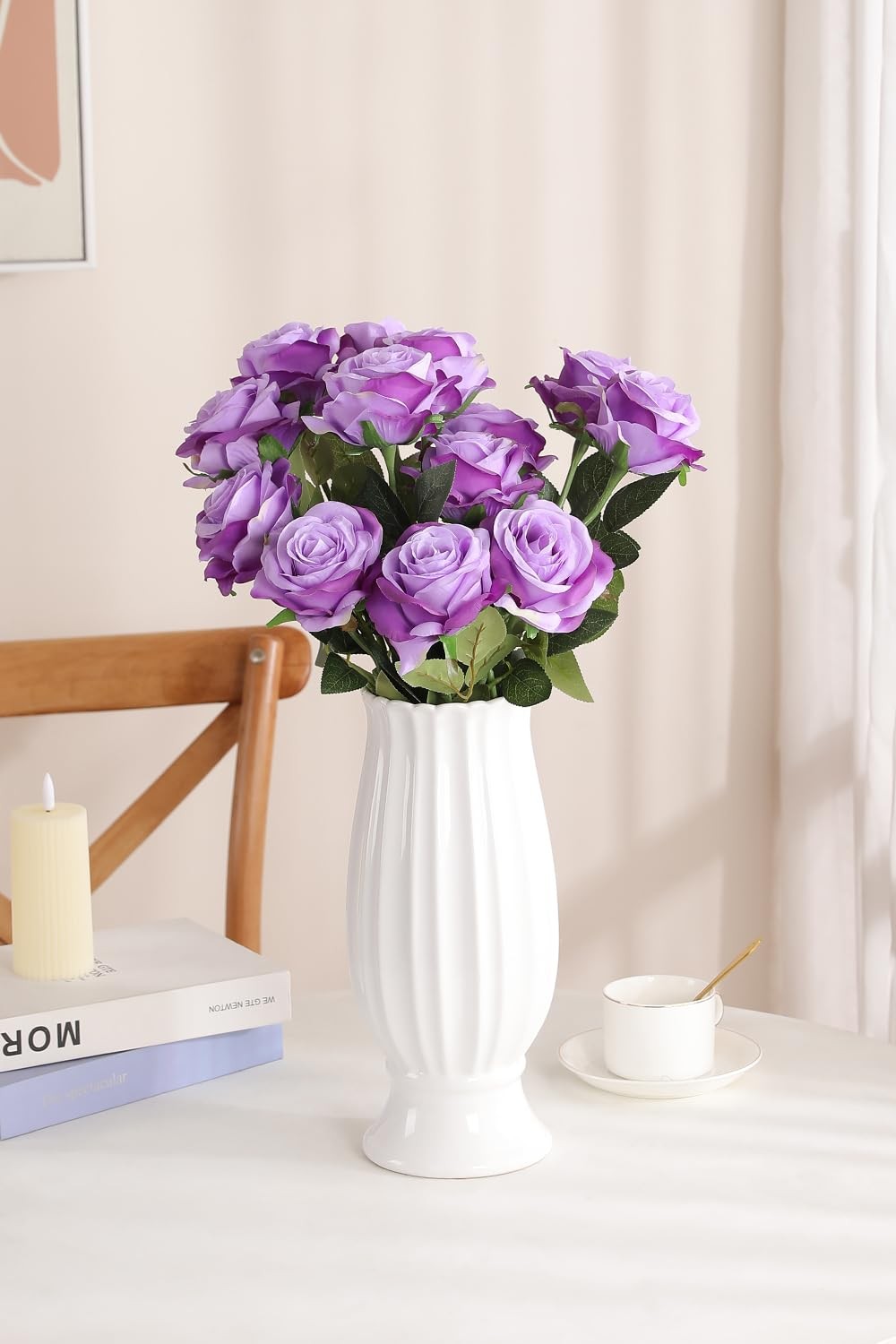 Luyue 10PCS Artificial Roses Flower with Stems Slik Fake Flowers Bouquet Realist