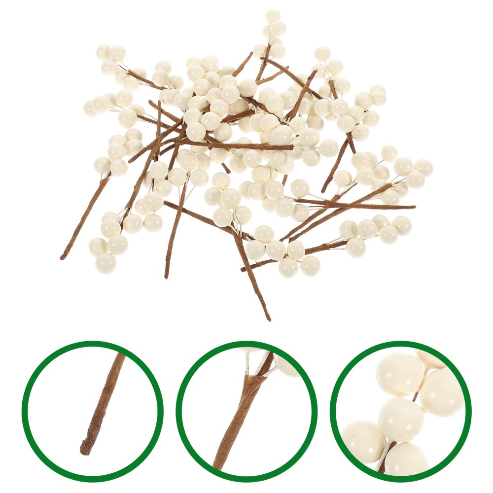 30Pcs Reusable White Berry Stems for DIY Wedding Home Party Decorations