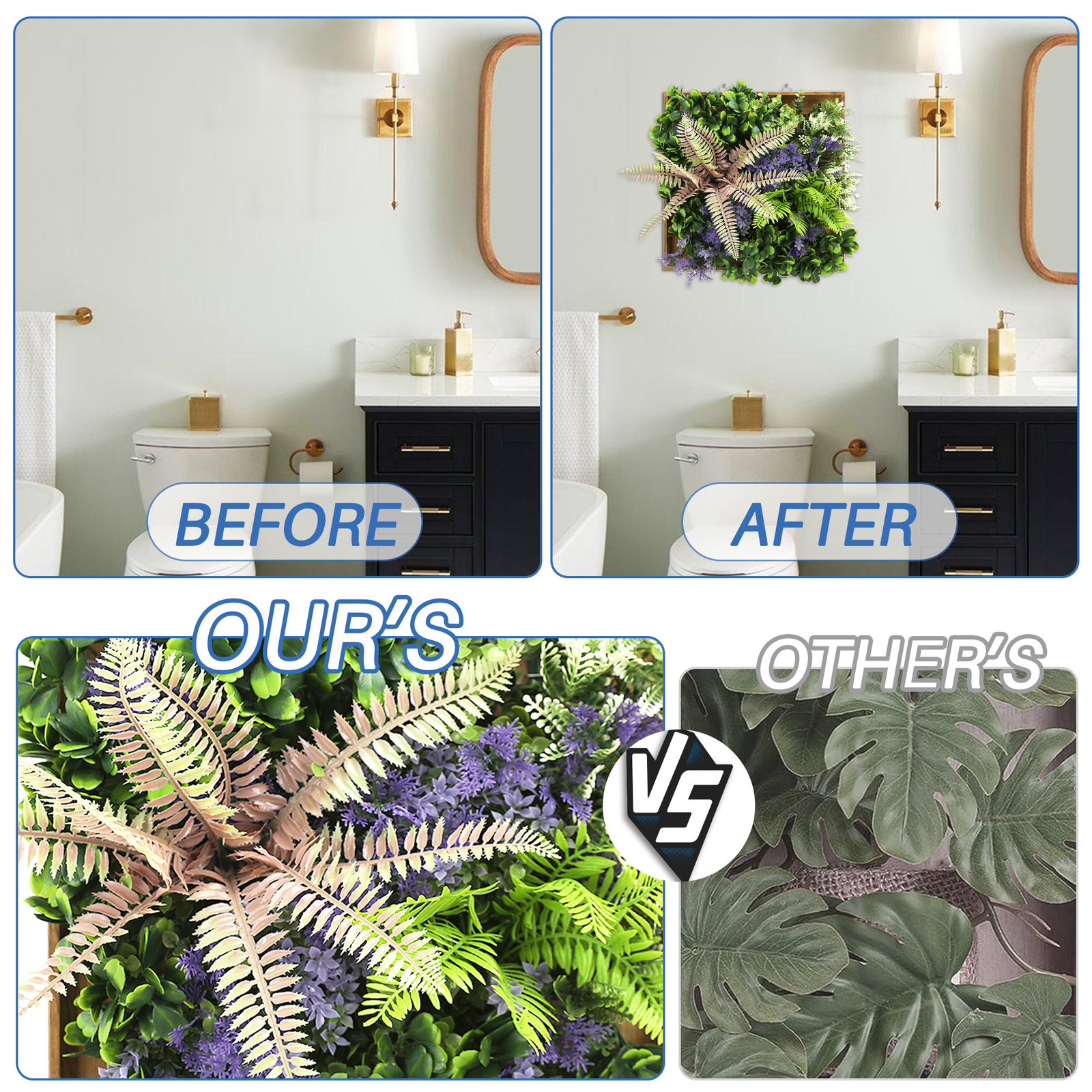 Artificial Plants Wall Hanging Greenery in 13in Wood Frame For Home Office Decor