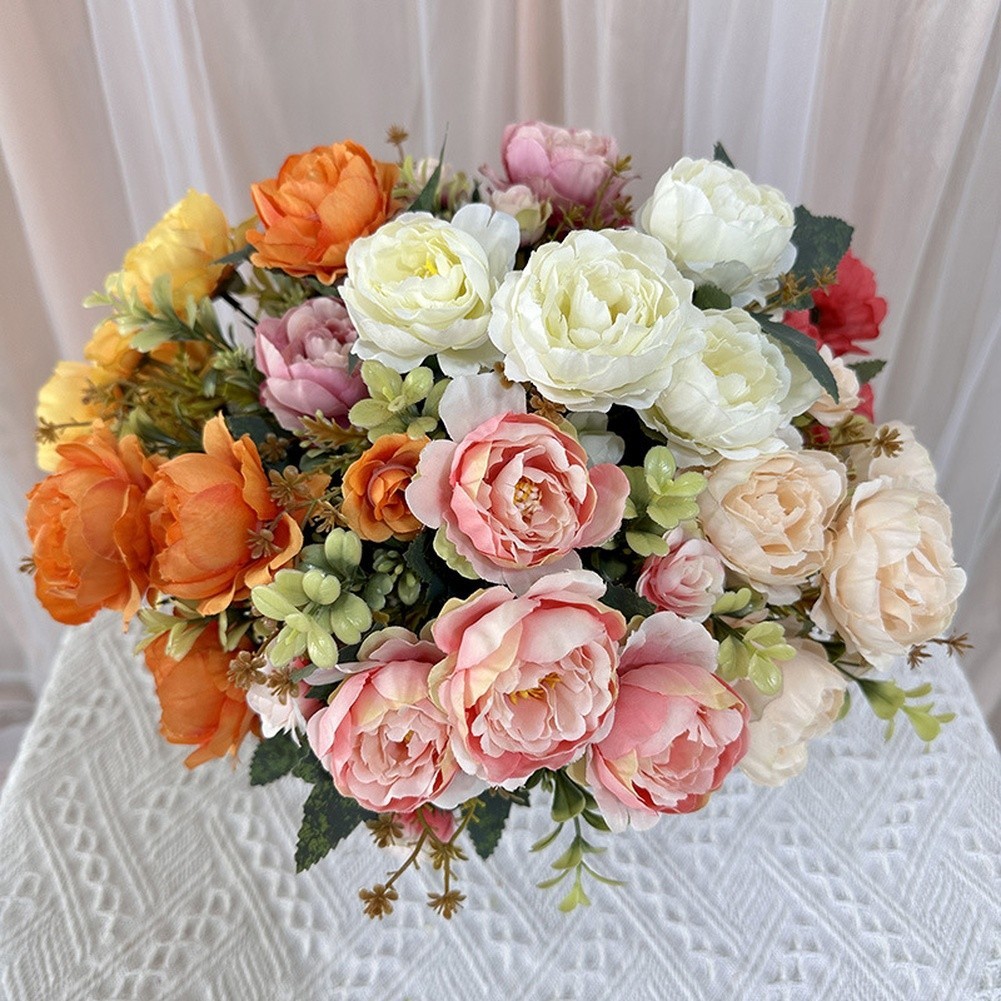 Photography Prop Flowers Silk Peony Flowers Flexible Wire Construction