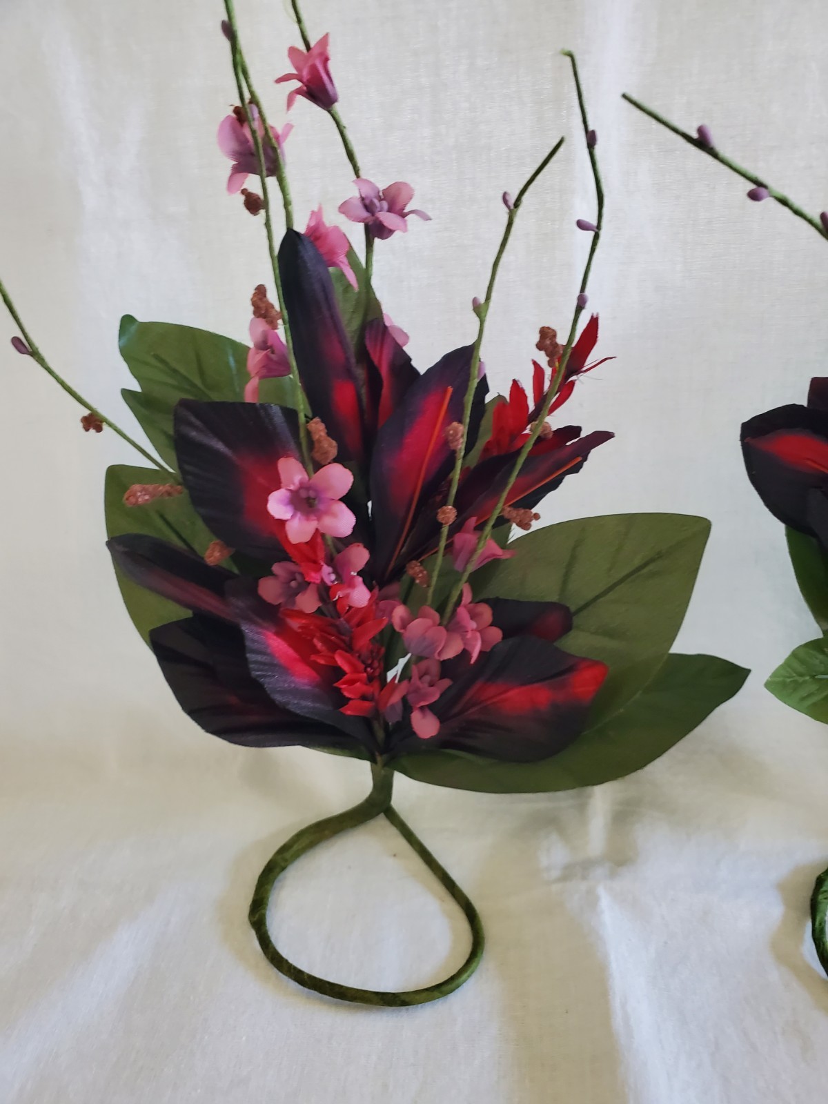 PartyLite Wild Hibiscus Floral Candle Ring, Artificial Green & Pink, P0069