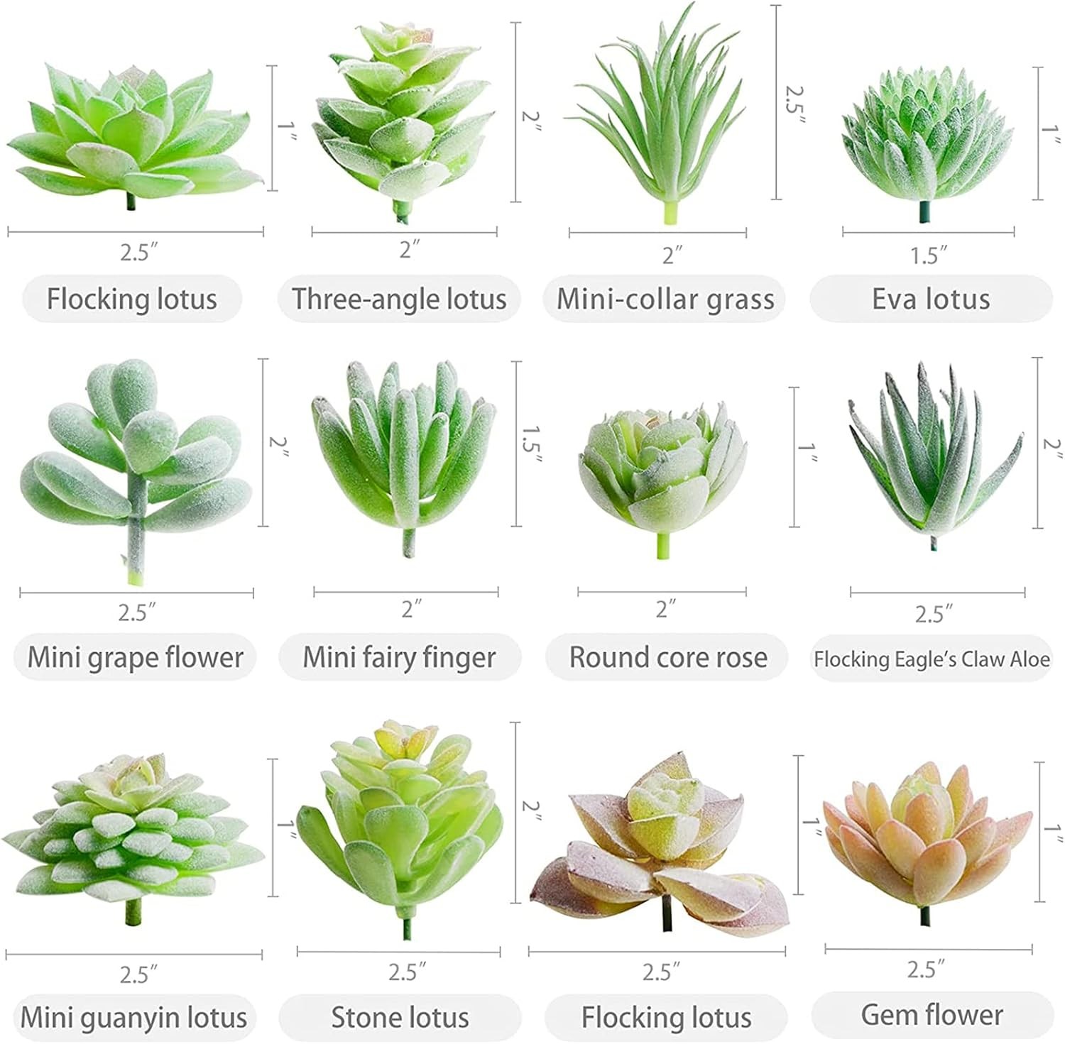 12 Pcs Artificial Succulents Mini Fake Plants Unpotted Faux Succulent Craft