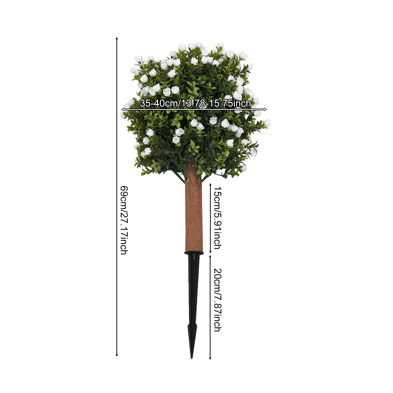 Set of 2 Artificial Ginkgo Biloba Trees with White Flowers for Indoor Outdoor