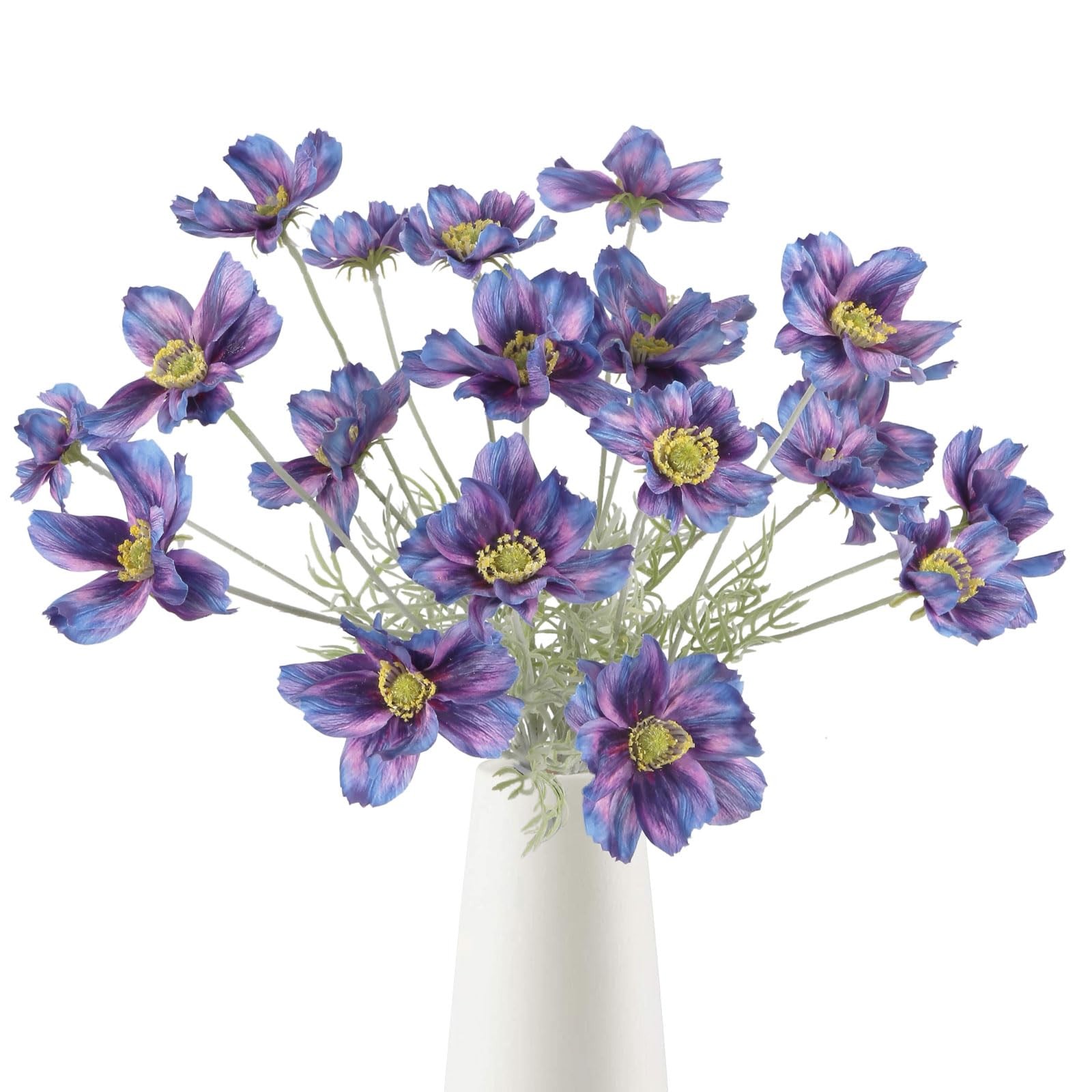 5 Pcs Dark Blue Cosmos Artificial Flowers 22” 3D Printed Faux Cosmos Flower S…
