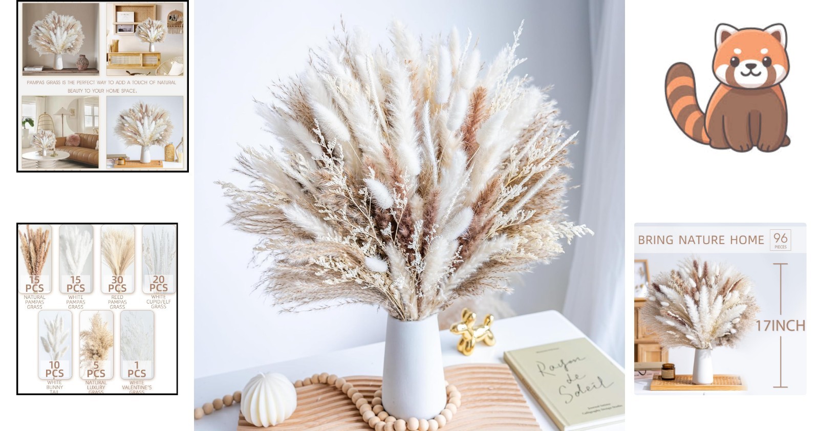 Versatile 96PCS Natural Pampas Grass – Perfect for Boho Weddings & Living Rooms