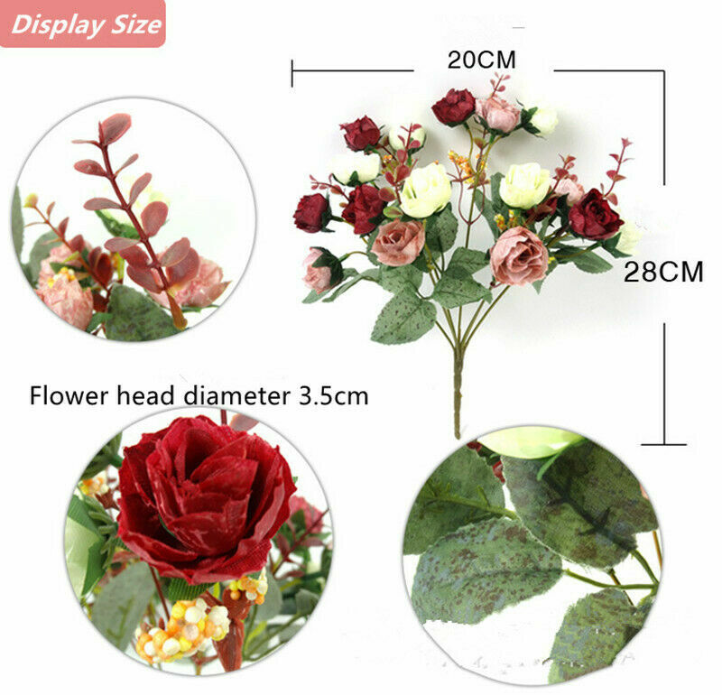 21pc/Bunch Artificial Rose Flowers Bouquet Wedding Party Home Decor Little Rose