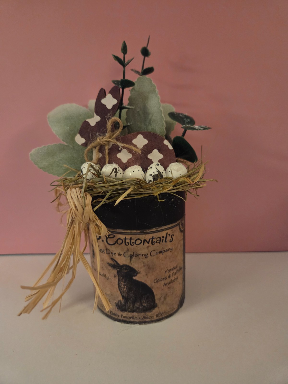 Country Primitive Easter Bunny Centerpiece Arrangement Shelf Sitter