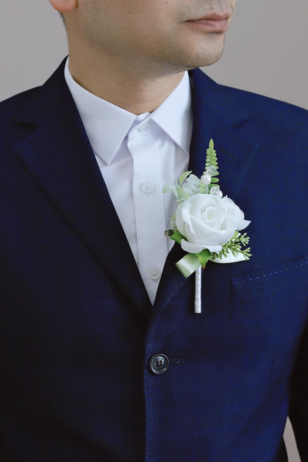 White Green Corsage Boutonniere Set Prom Wedding Homecoming Wristlet Decor