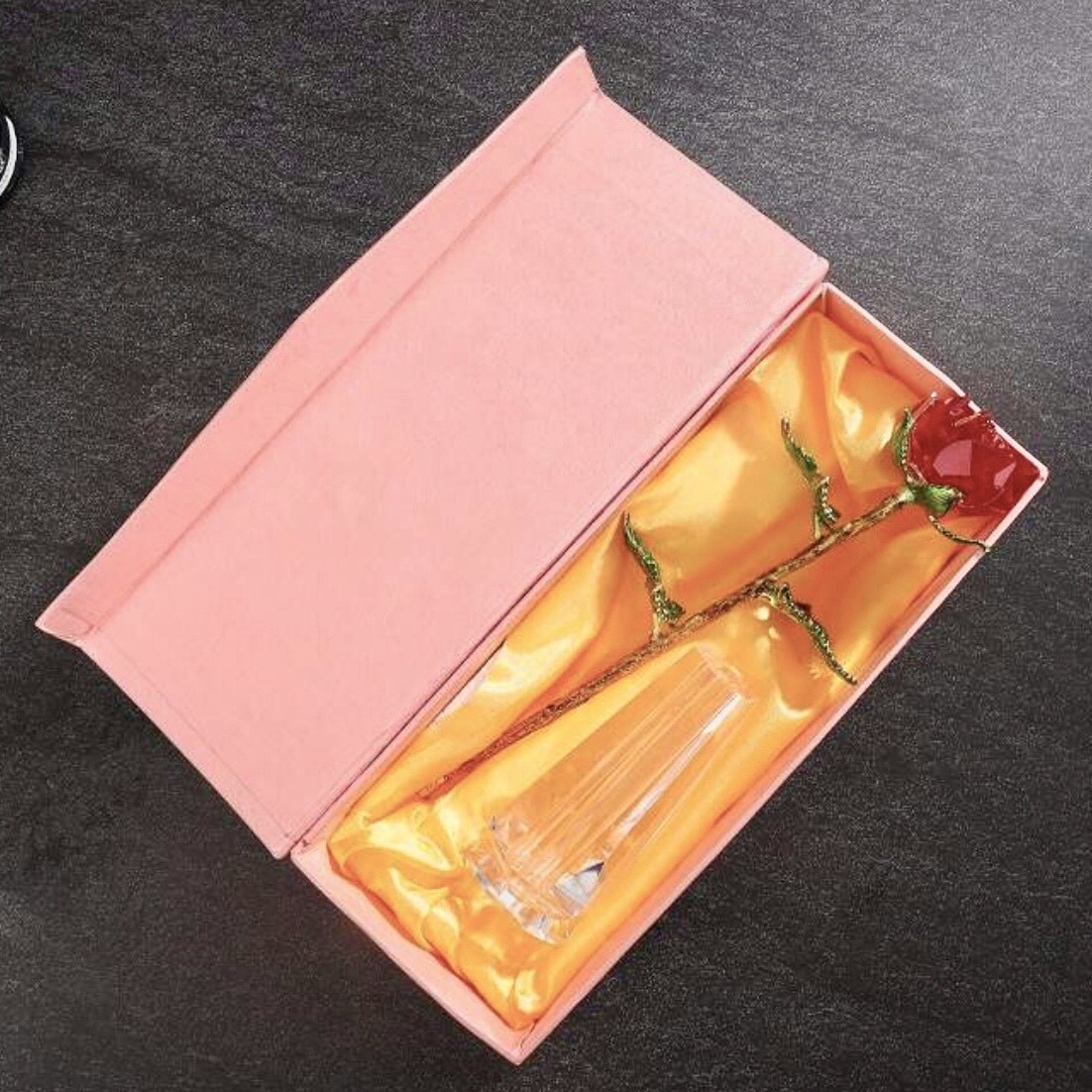 Artificial Roses Crystal Flower with gift box gift bag a card with/without vase