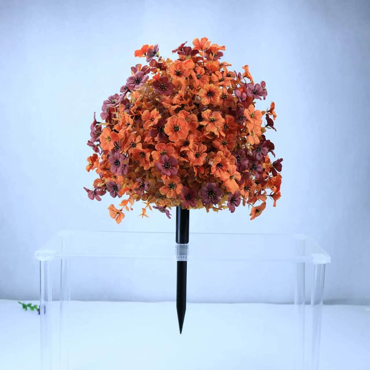 Fall Color Artificial Flowers UV Resistant Floral Stake for Garden Outdoor Use